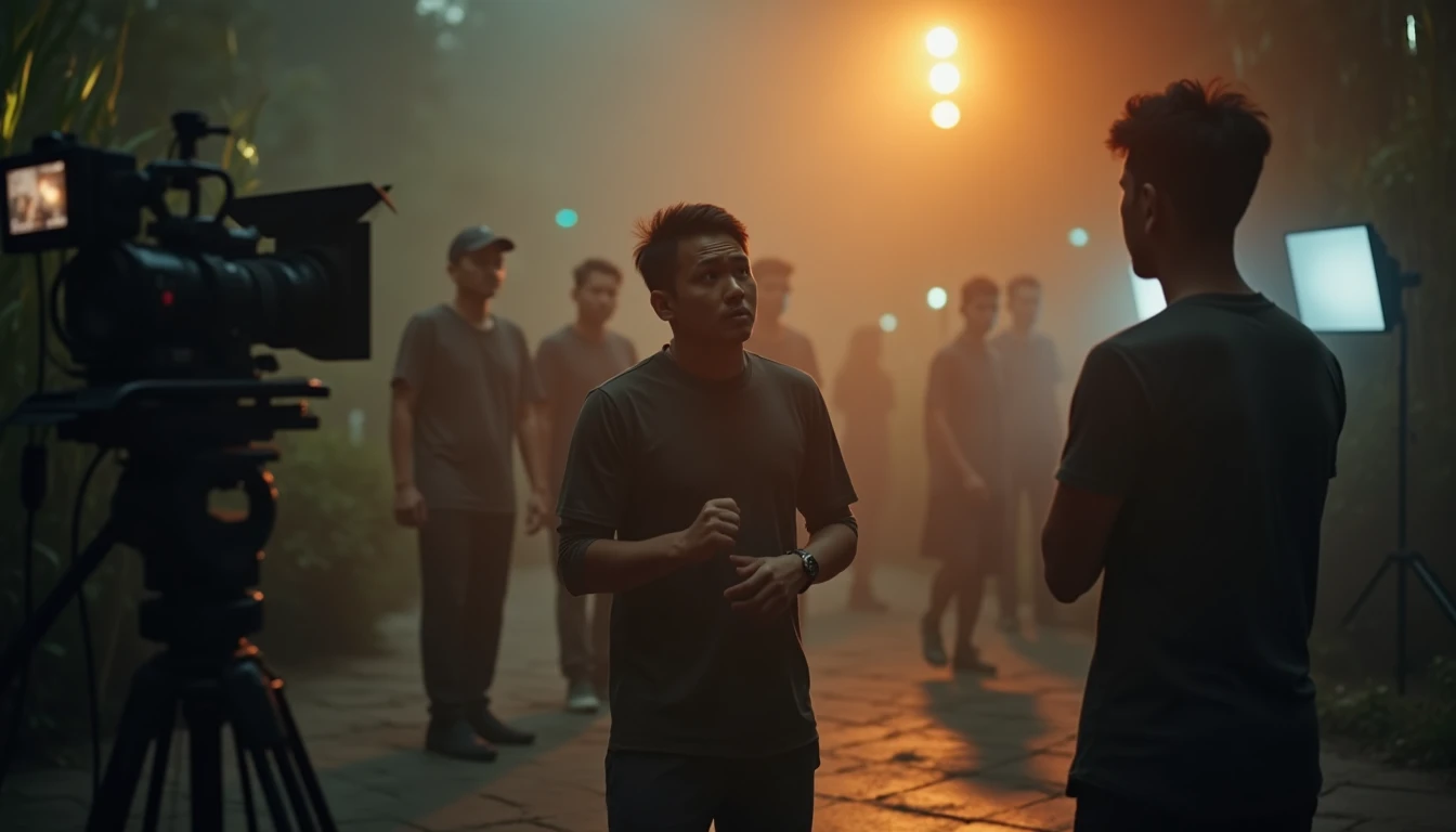 Tim produksi video terlihat lesu di depan peralatan syuting, menandakan sebuah proyek yang tidak sesuai harapan.